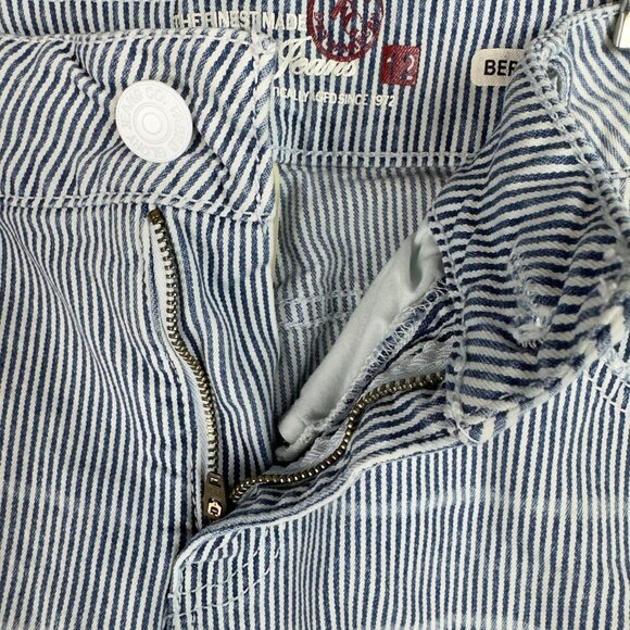 Faded Glory Bermuda Denim Shorts Womens 12 Striped Blue White Cotton Blend - Picture 4 of 12